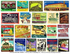 Matchbooks Scrapbook, 2 Sticker Sheets, Travel Theme Memorabilia Reproductions