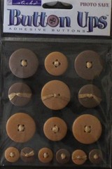 Sticko Button Ups Scrapbook stickers purple red yellow orange brown white