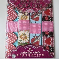 eeBoo Valentine Paper Chain kit featuring vintage-style illustrations of hearts