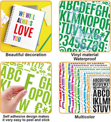 10 Sets Vinyl Letter Stickers,2 Inch Self-Adhesive Alphabet Numbers Blue
