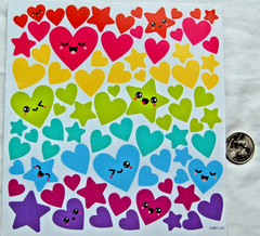 AGC Stickers HEARTS & STARS heart star face smiley colorful rainbow wink cute
