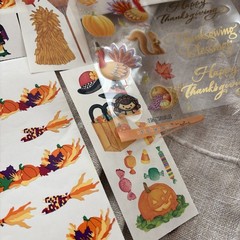 Vtg Mrs Grossman’s Thanksgiving Fall Halloween Sticker Big Lot Jolee’s Hallmark