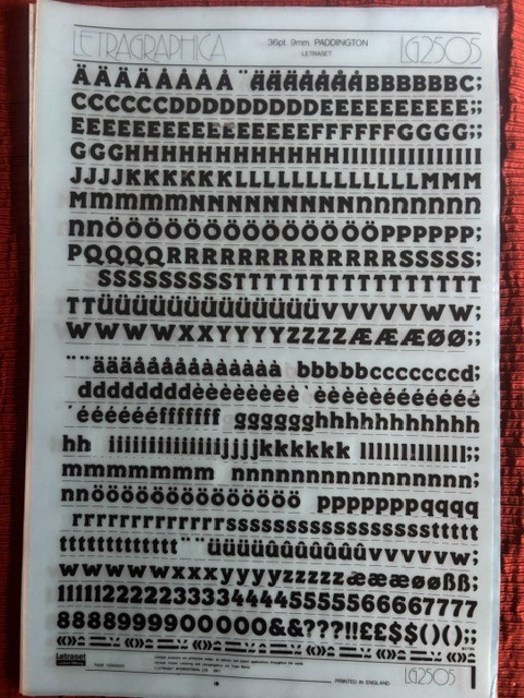 5 Letraset INSTANT LETTERING Transfer Letters 36pt & 48pt Paddington NICE 1