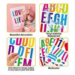24 Sheets Self Adhesive Letters Stick on Vinyl Letters Capital 2 Inch Colorful