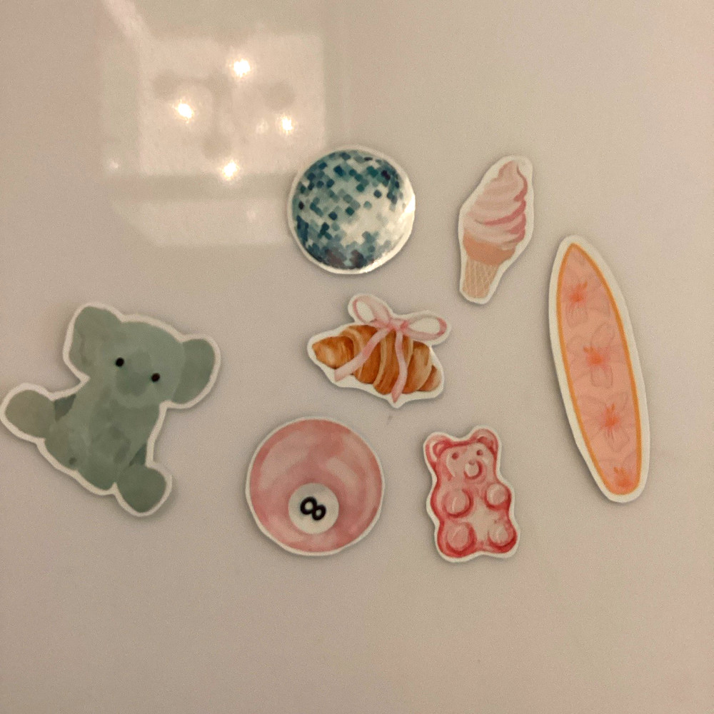 Food & Drink Stickers, Multicolor Koala Disco Ball Croissant Ice Cream Gummy