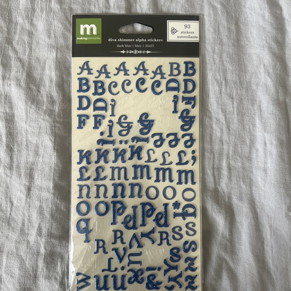 Making Memories Creative Letters Stickers 93 Diva Shimmer Alpha Dark Blue 33437