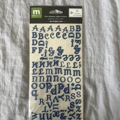 Making Memories Creative Letters Stickers 93 Diva Shimmer Alpha Dark Blue 33437
