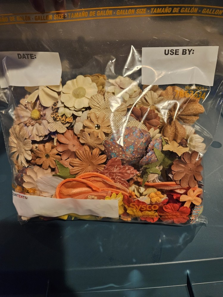 mixed media Collage Flowers for paper crafting Scrapbooking Wedding orange brown