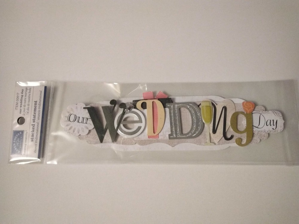 Crafts KF 3D Title Sticker Our Wedding Day Champagne Present Glitter Black Pink