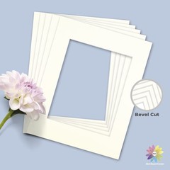Mat Board Center, Pack of 10, 11×14 for 8×10 Ivory Turret Color Mats – Bevel Cut