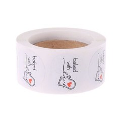 500Pcs Baked With Love Round Kraft Paper Sticker Adhesive Baking Label For Chris