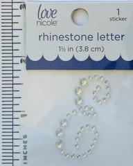 Letter Cursive E Rhinestone Sticker 1.5″ Clear Crystal Scrapbook Monogram Bling