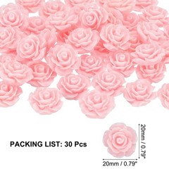 20mm Rose Flower Resin Cabochon, 30 Pcs Mini Rose Flower Resin, Light Pink