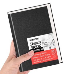 4×6″ Mixed Media Sketchbook for Drawing,Hardcover Mix Media Art 6x4in-Black