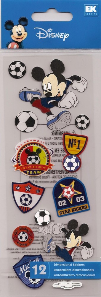Vintage Licensed Disney MICKEY SOCCER Theme 3-D Stickers 70052 FAST FREE ship!