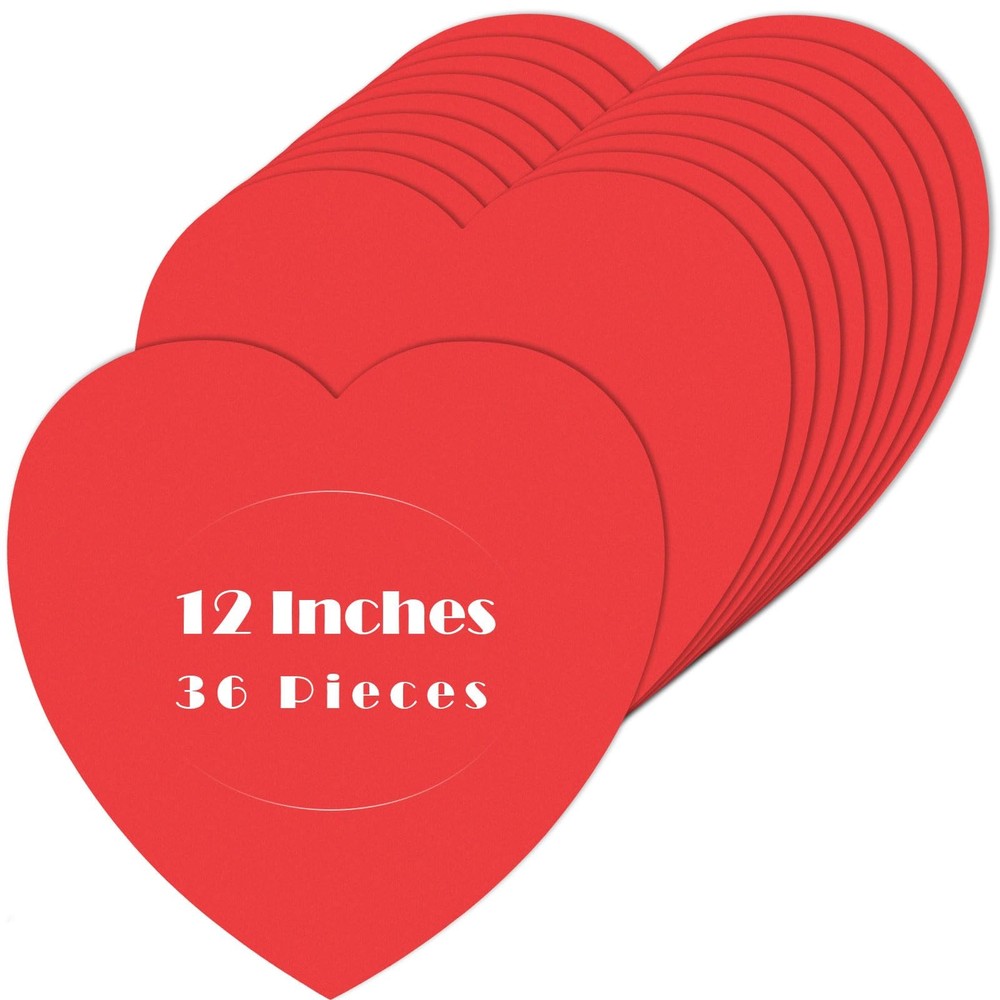 36 Large Valentines Day Heart Cutouts – 12 Inch Paper 36, Red