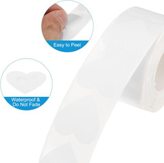 500Pcs White Heart Stickers 1 Inch Self-Adhesive Stickers Coding Label for DIY C