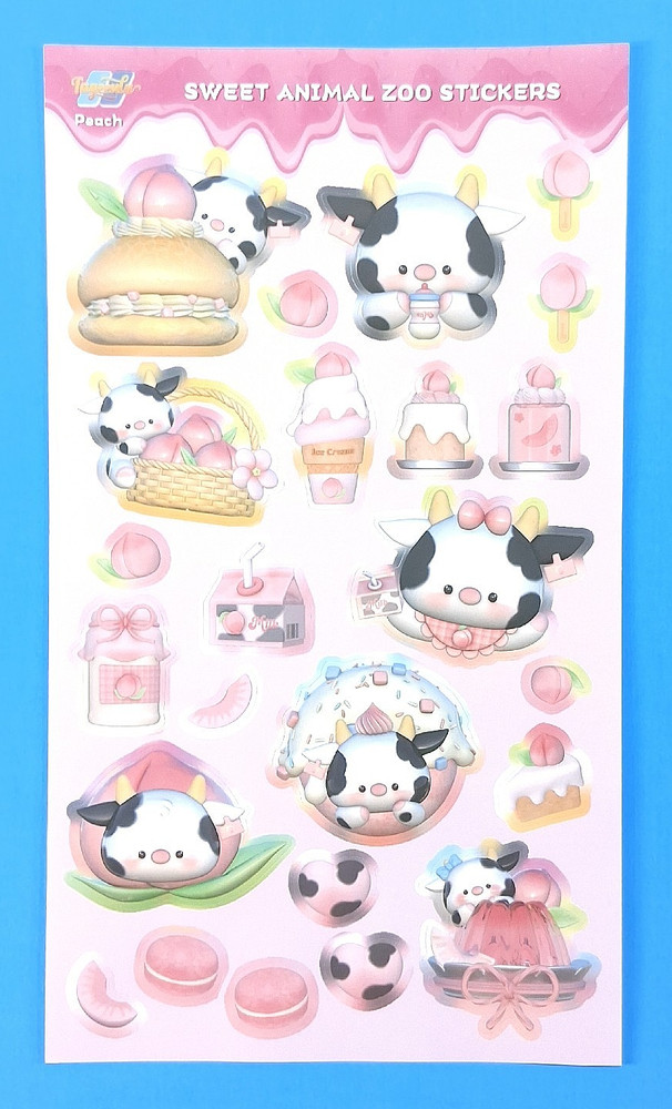 Sweet Cows Peach Scented Scratch & Sniff Sticker Sheet