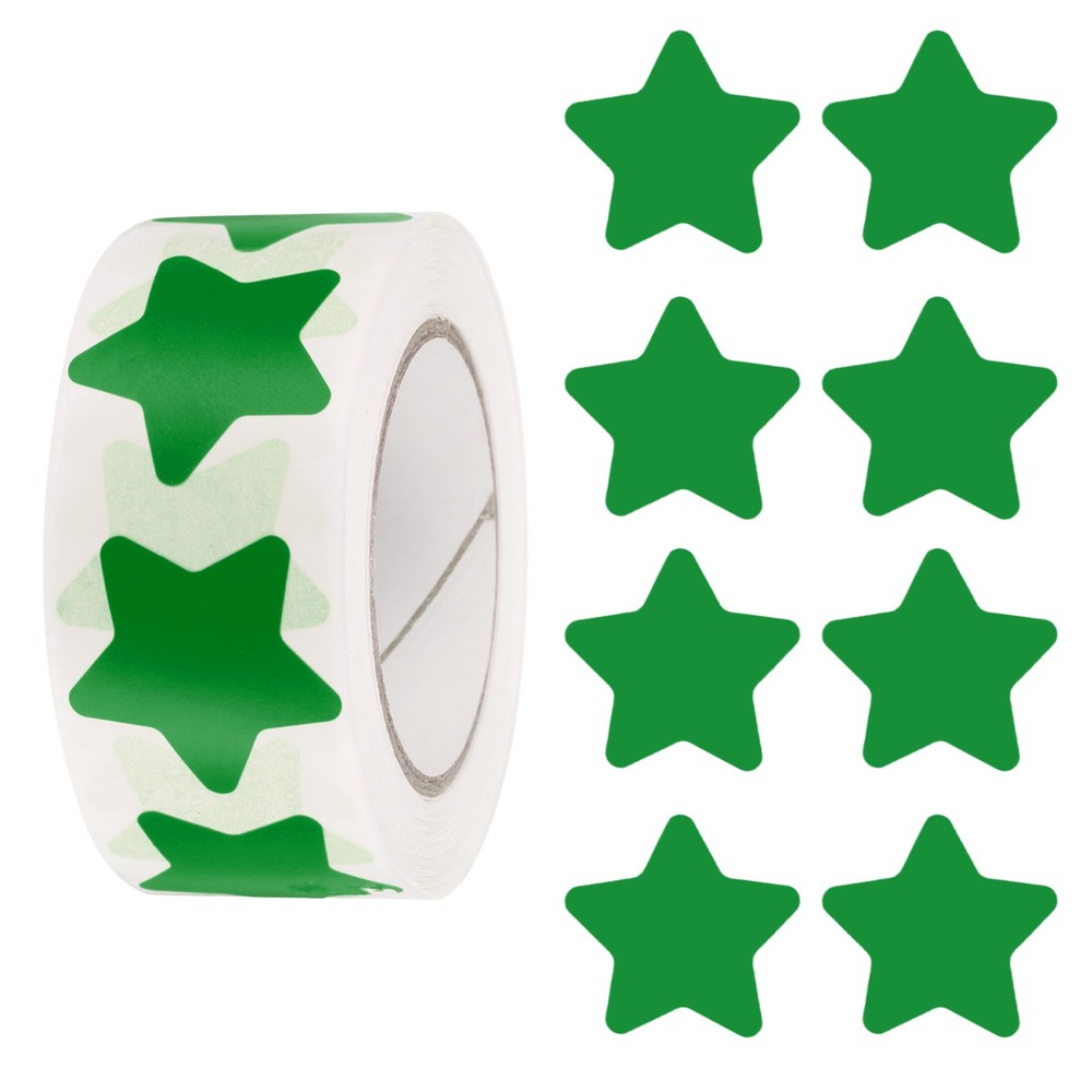 Star Stickers Roll 1 Inch, 500pcs Adhesive Star Labels for DIY Crafts, Green