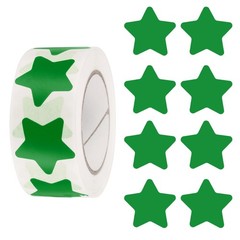 Star Stickers Roll 1 Inch, 500pcs Adhesive Star Labels for DIY Crafts, Green