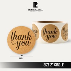 Thank You Stickers- Natural Kraft Paper 2″ Circle – 250 Labels Per Roll