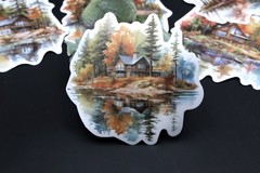 cabin at the lake washi sticker | lakefront cabin Autumn themed die-cut stickers