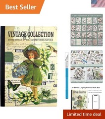 Vintage Scrapbooking Sticker Book for Adults – 800+ Washi Journaling Stickers Ep