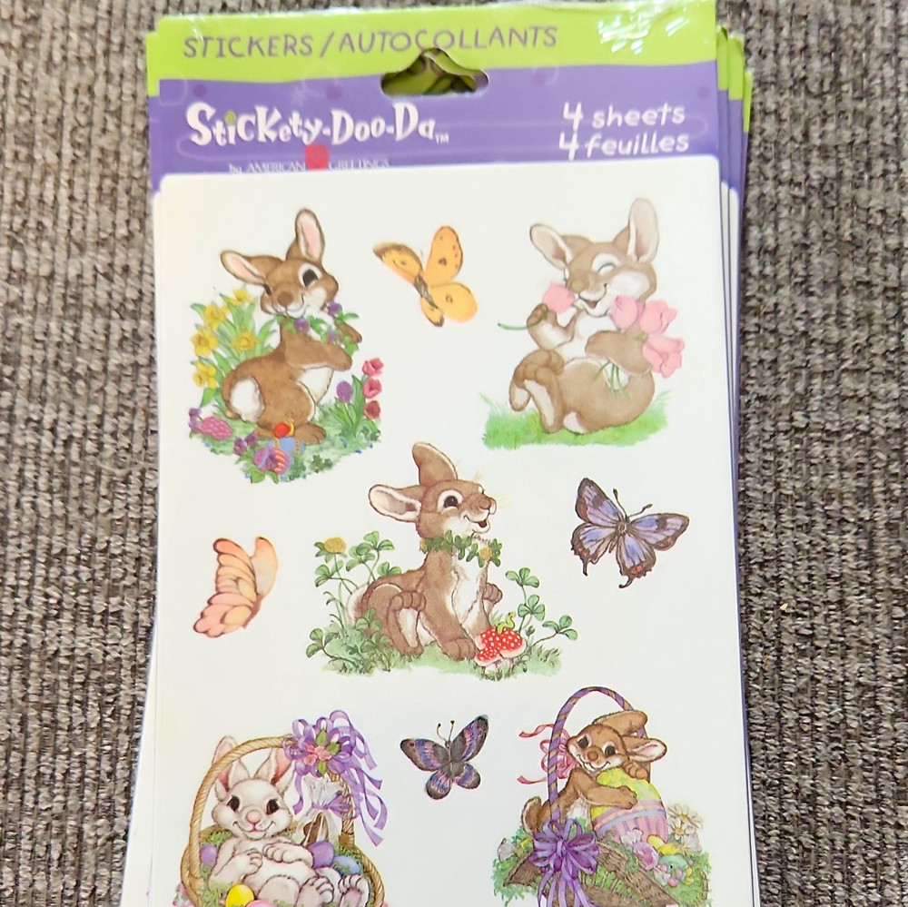 American Greetings Stickety-Doo-Da Bunny & Butterfly Stickers 4 Sheets