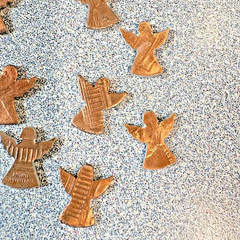 Lot of 20 Tiny Copper Angel Cutout from Penny Pennies Angels 1/2″ x 1/2″