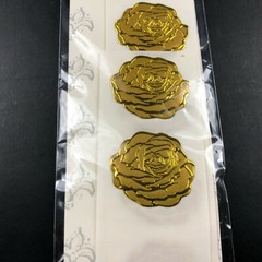 Vintage Embossed Foil Seal Stickers GOLD Rose Floral Flower Head Fancy Beautiful