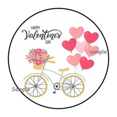 30 HAPPY VALENTINE’S DAY BIKE ENVELOPE SEALS LABELS STICKERS 1.5″ ROUND HEARTS