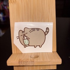 Pusheen Cat with Ice Cream Sundae Sticker 2.5 inches W x 1.75 inches H