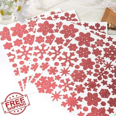 Qaxrocyn 440 Pcs Pink Glitter Snowflake Stickers