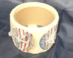 God Bless America Cross Flag Sticker Roll 250 Count Sealed Christian Patriotic