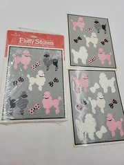 Hallmark Vintage 1983 Fuzzy Poodle Sticker Sheets Pink Poodles Dogs 2new, 2 Part