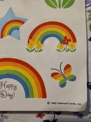 Vintage 1982 Hallmark Stickers Sheet Rainbows Butterfy Flowers Hearts Stars RARE