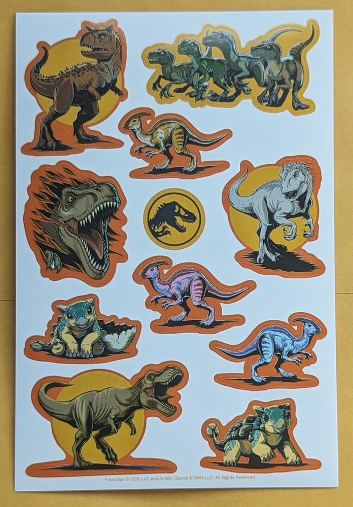 Jurassic World Sticker Single Sheet