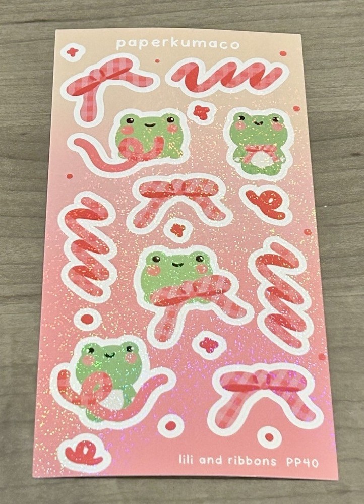 NEW PaperKumaCo “Lili & Ribbons” Sticker Sheet Paper Kuma Co Stickers