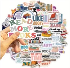10pcs Small Book Lovers Stickers- Scrapbook, Journal, DIY Crafts & Cards -1.5in