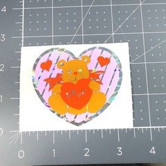 Vintage Prism Heart Shaped Bear Sticker Mod Valentine Hearts Love 80’s Animal