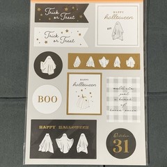 Cute Gold Foil Halloween Wrapping Sticker Sheet (6x8in) FREE SHIPPING