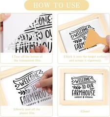 20 Pcs Farmhouse Rub on Transfers for Crafts, Letter Rub on Transfer for Furntru