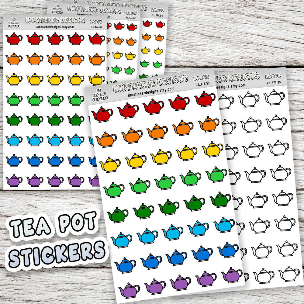 Tea Pot Stickers, Mini Icon Reminder Planner stickers, Journals, Scrapbooks