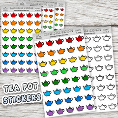 Tea Pot Stickers, Mini Icon Reminder Planner stickers, Journals, Scrapbooks