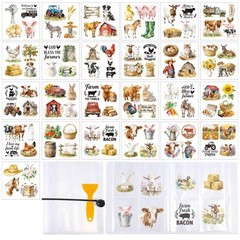 25 Sheets Farm Animals Rub on Transfer Stickers – 100 Patterns for Crafts, Decor