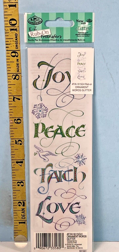 E-Z Rub-Ons Transfer – Christmas Ornament & Words Royal & Langnickel