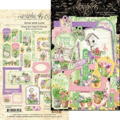 GRAPHIC 45 – GROW WITH LOVE – CHIPBOARD TAGS AND FRAMES – 30 PIECES