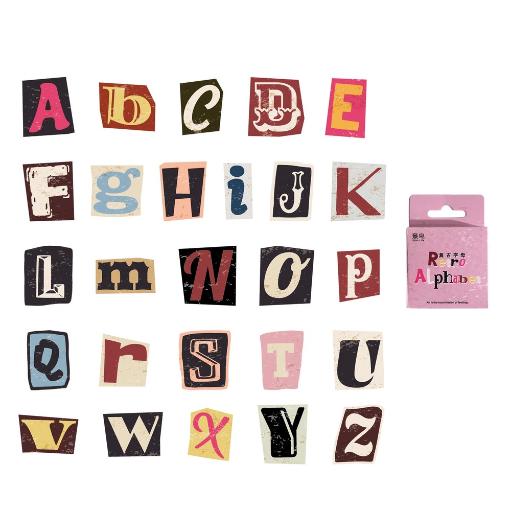 Letter Stickers 52 Pcs A-z Vintage Mini Boxed Adhesive Diy Sticker Gift Sealing