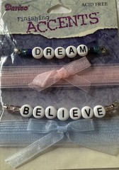 DREAM/BELIEVE Finishing Accents(4pc)Darice•Sheer Ribbon•Beads•Bows•Card Making•