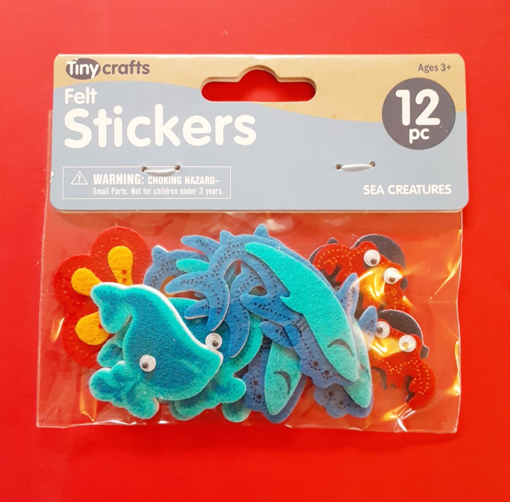 Tiny Crafts felt sea creatures 3D sticker pkg (free ship $20 min US only)